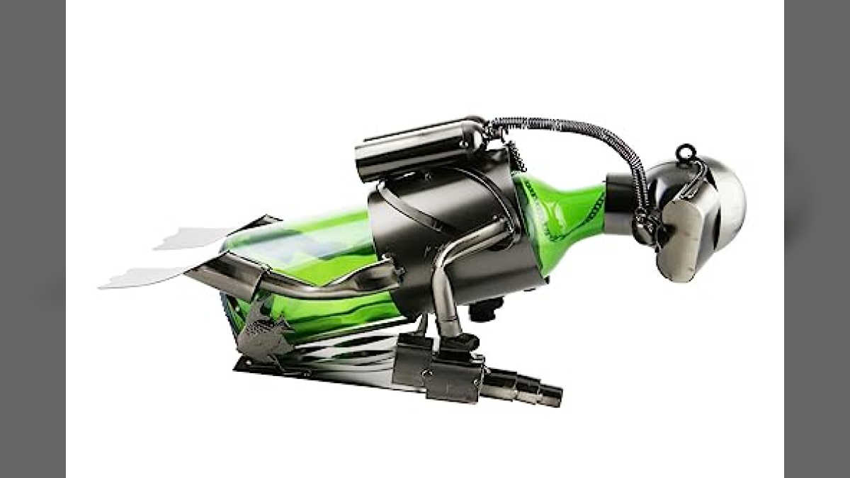 Steampunk Metal Scuba Diver Wine Bottle Holder